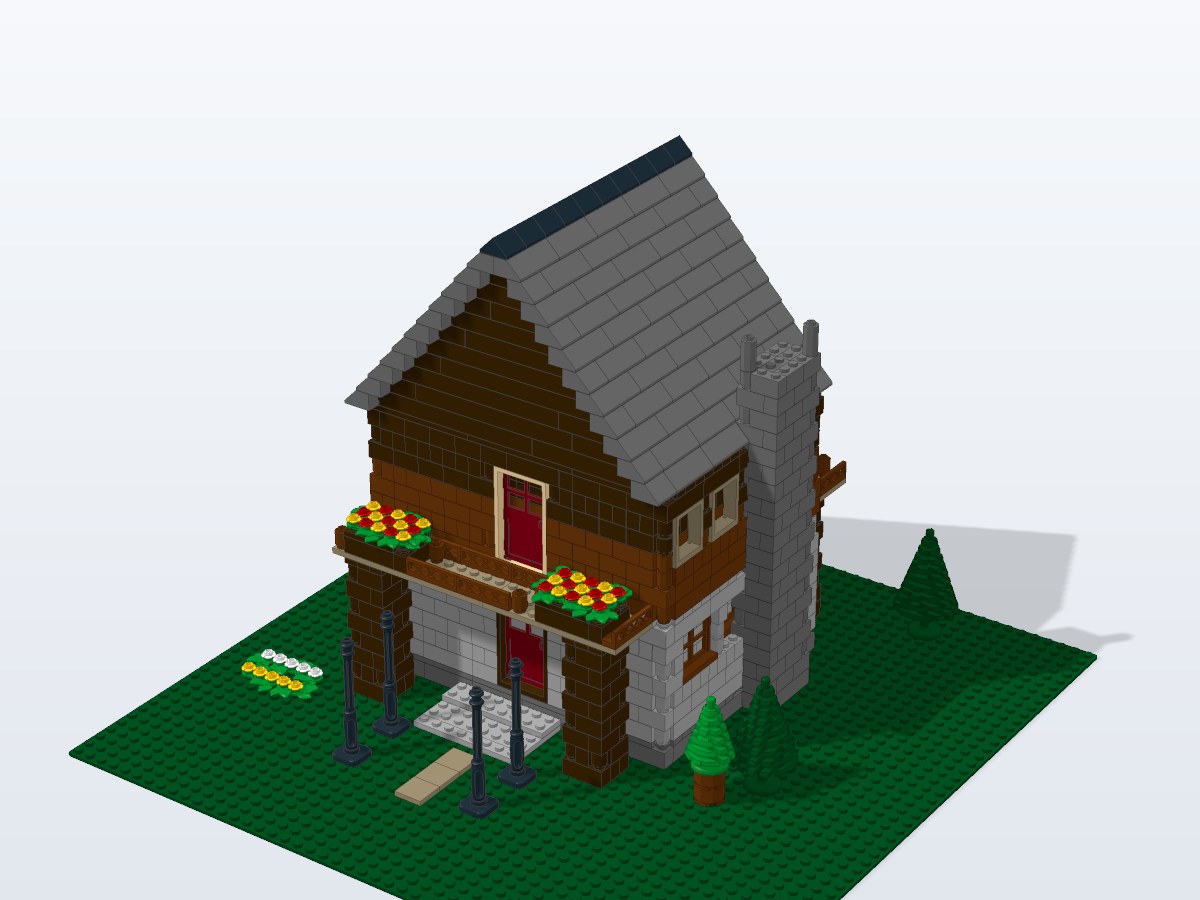Alpine Balcony Chalet brick model