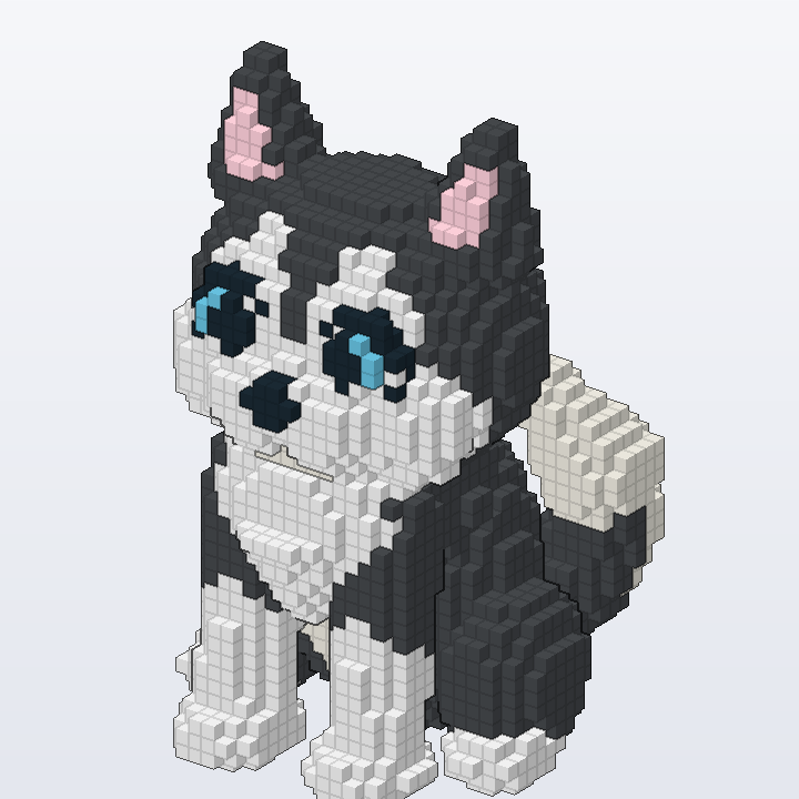 Blue-Eyed Sitting Husky brick model
