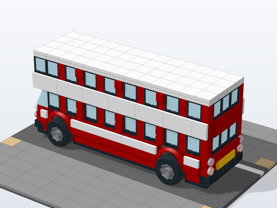City Double-Decker Bus from the back left