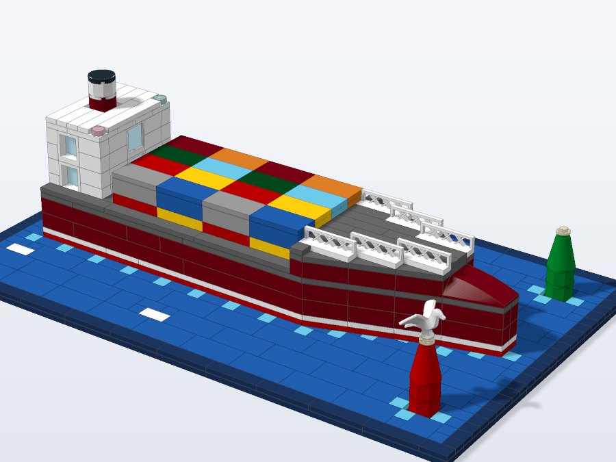Container Cargo Ship from the front right