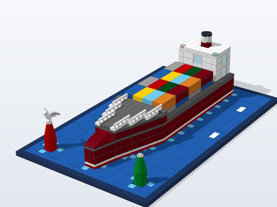 Container Cargo Ship from the back right