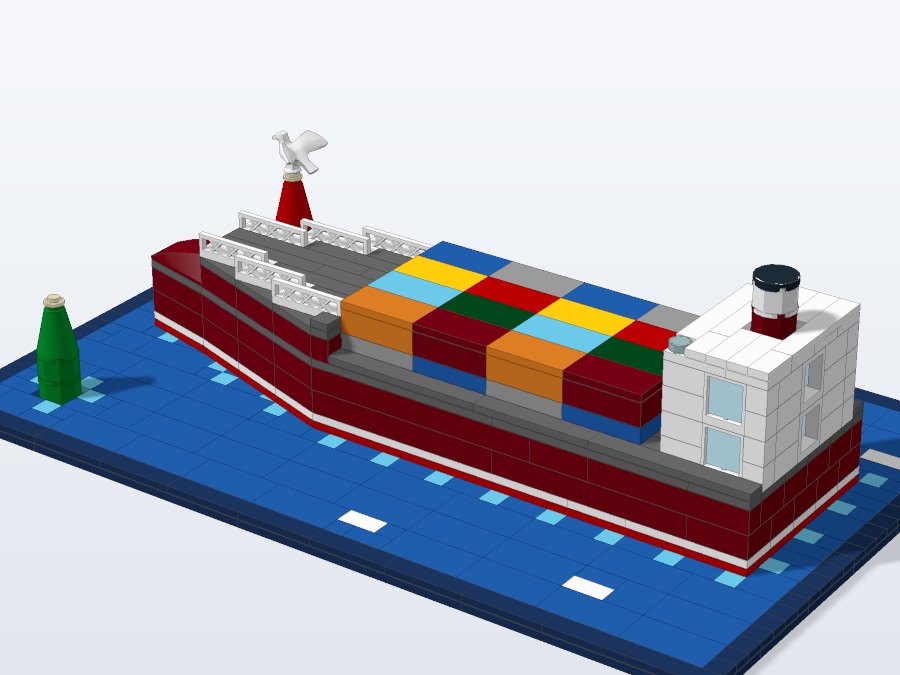 Container Cargo Ship from the back left