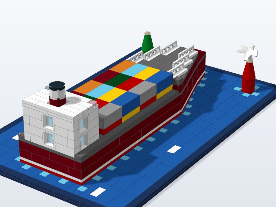 Container Cargo Ship from the front left