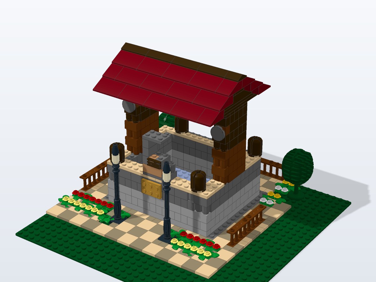 Courtyard Wishing Well brick model