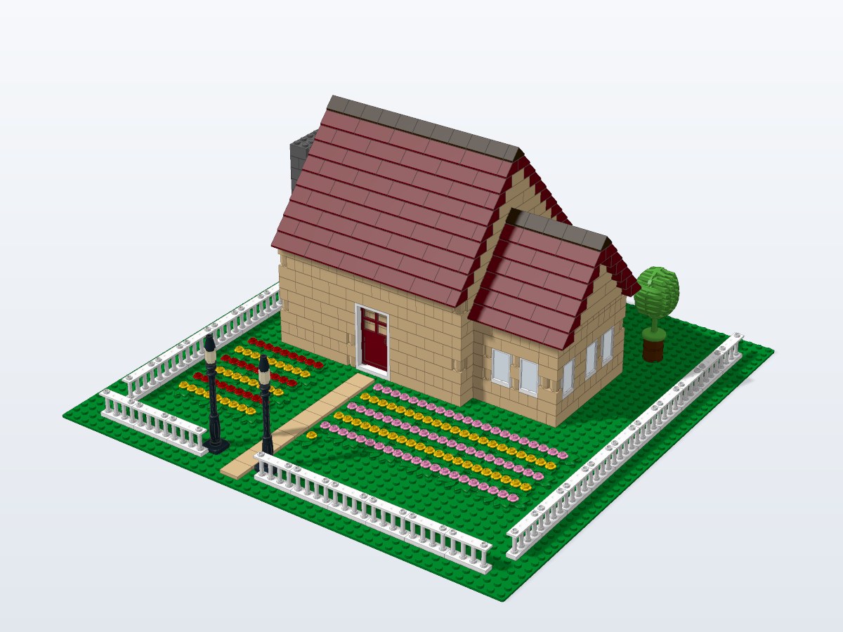 Cozy Country Cottage & Garden brick model