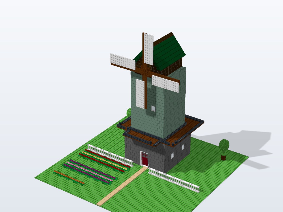 Dutch Windmill & Tulip Meadow brick model