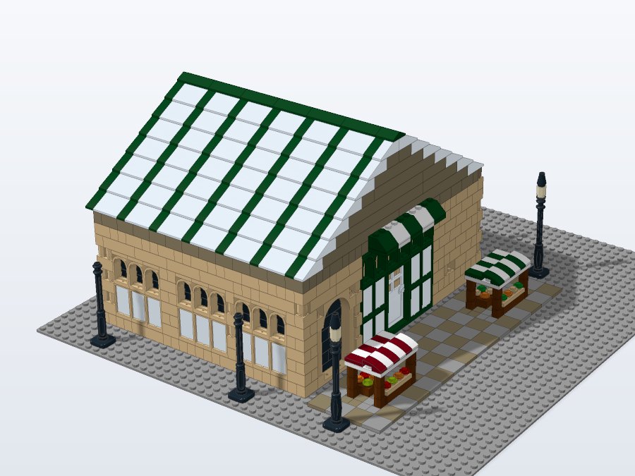 Glass-Roof Market Hall from the front left