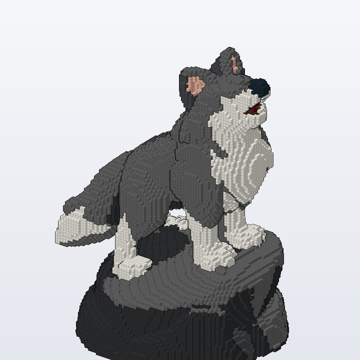 Howling Grey Wolf brick model