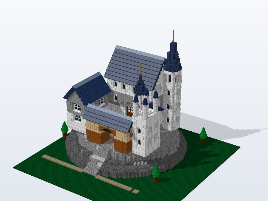Neuschwanstein Castle on the Bavarian Heights from the front right