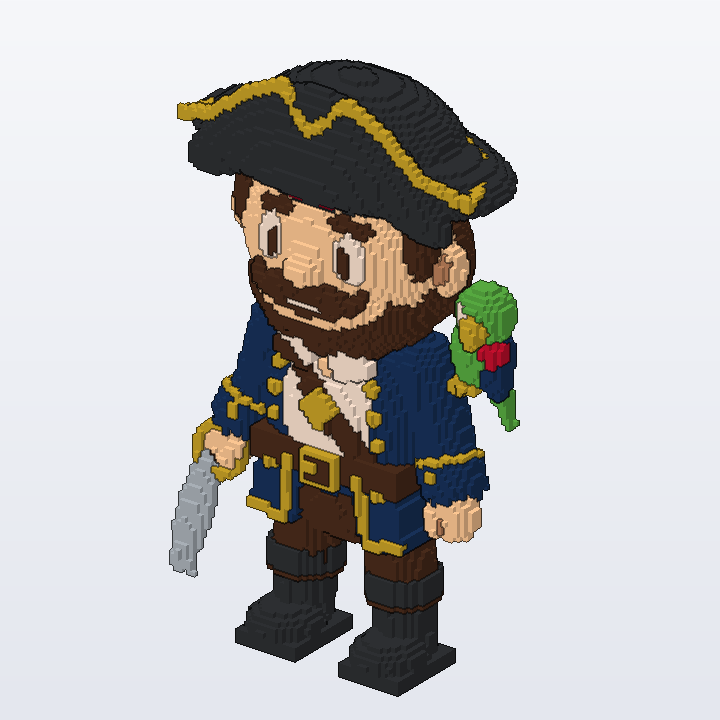 Pirate Captain And Parrot brick model