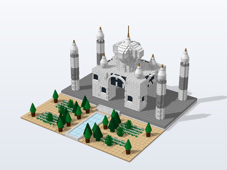 Taj Mahal and Reflecting Gardens from the front right