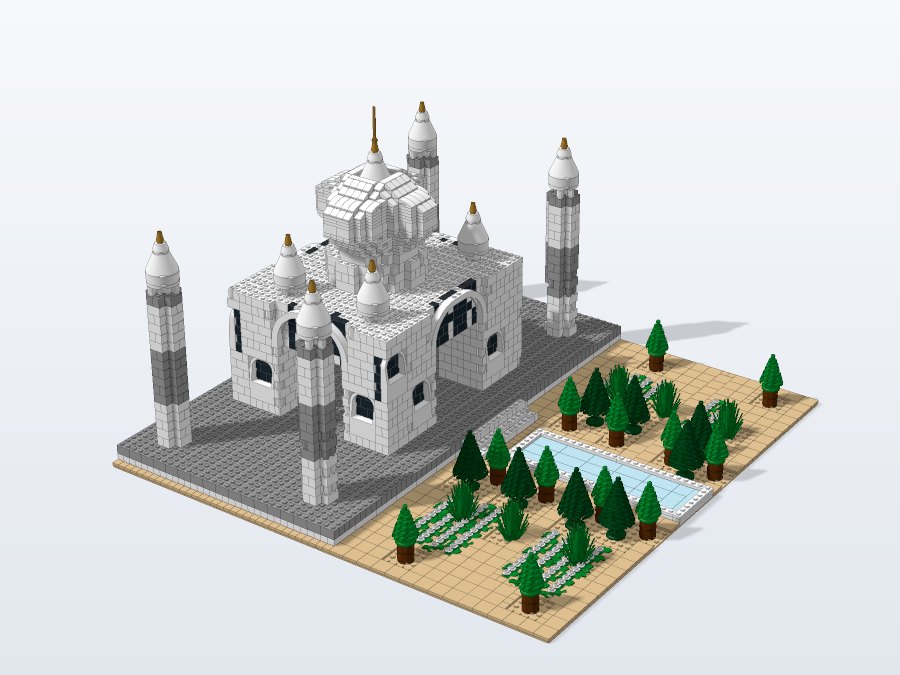Taj Mahal and Reflecting Gardens from the front left