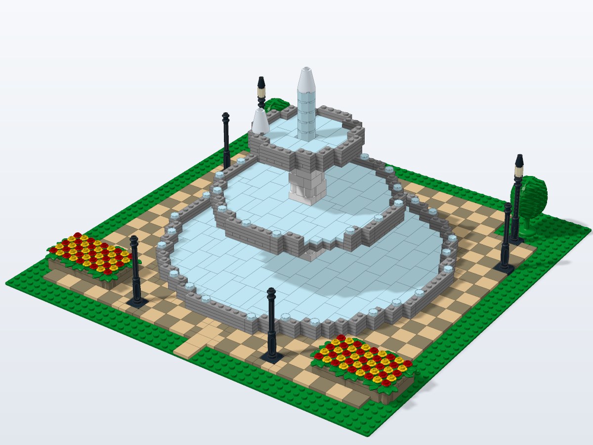 Three-Tier Garden Fountain brick model