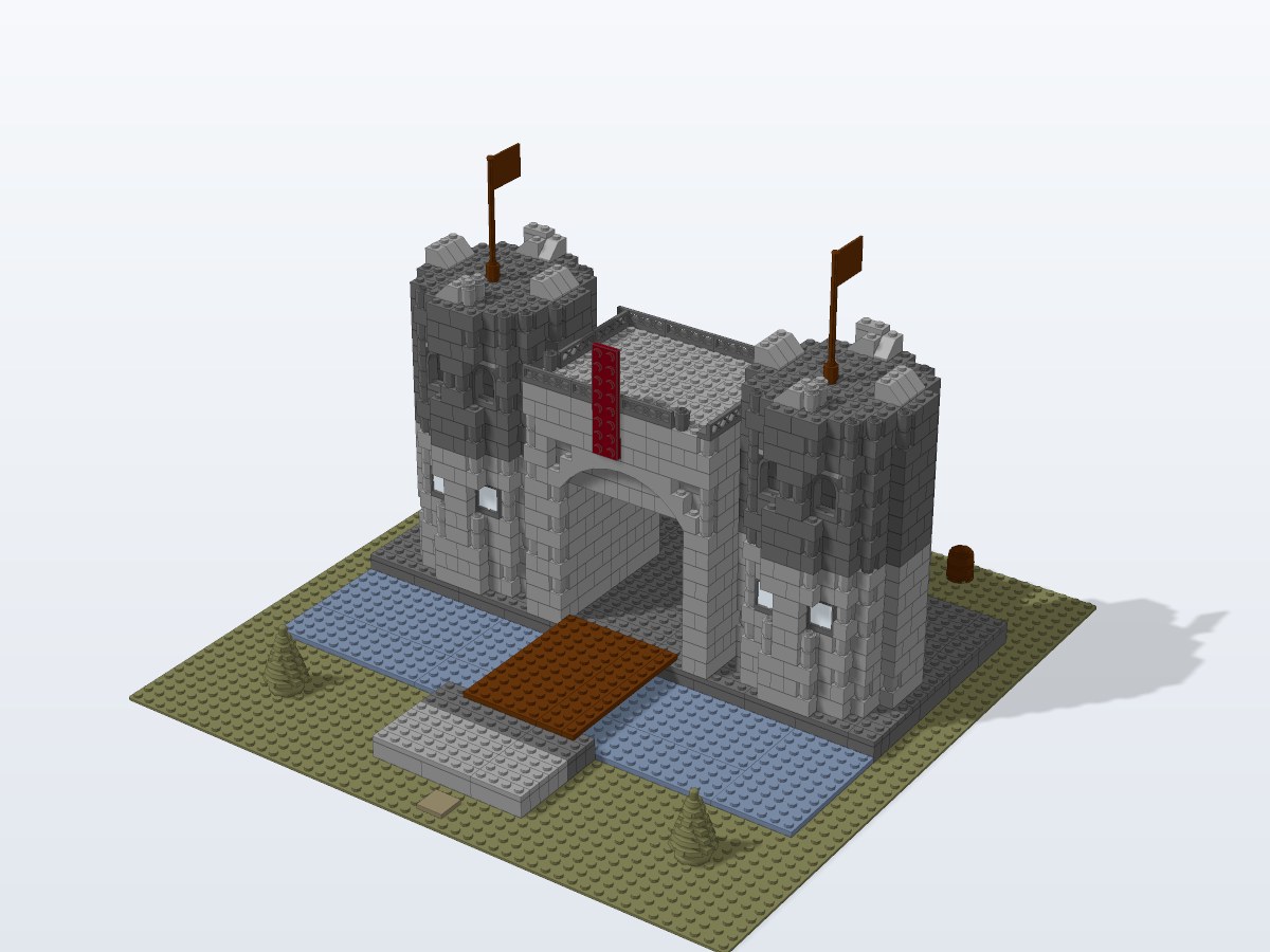 Twin Towers Drawbridge Gatehouse brick model