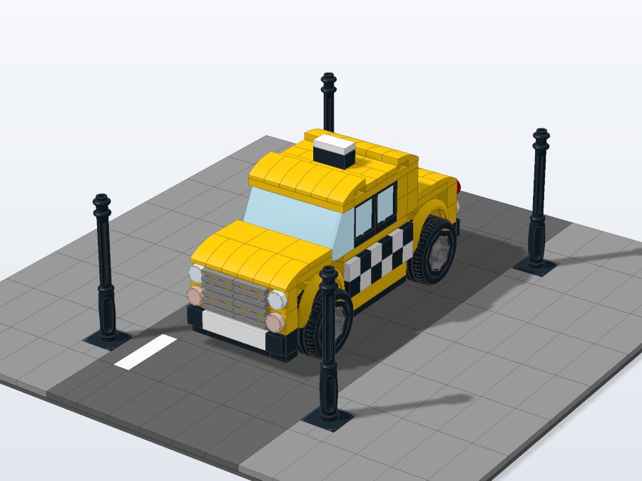 Vintage Yellow Taxi from the back right