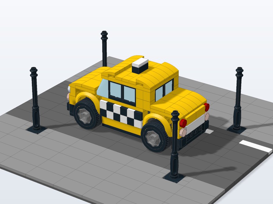 Vintage Yellow Taxi from the back left