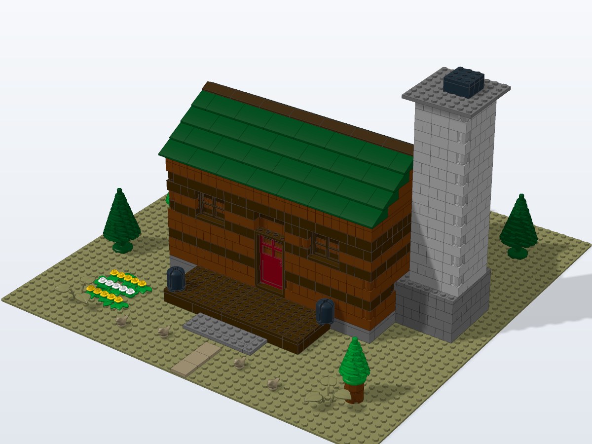 Woodland Log Cabin brick model